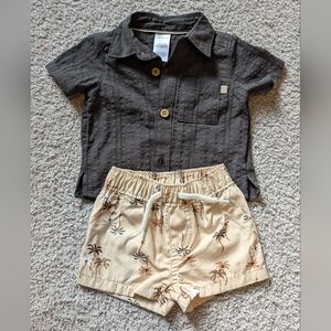 Carter's - 2 piece outfit - short sleeve collared shirt - Newborn